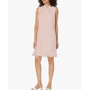 DKNY Blush Pink Sleeveless Tie Neck Pleated Dress Women's 6